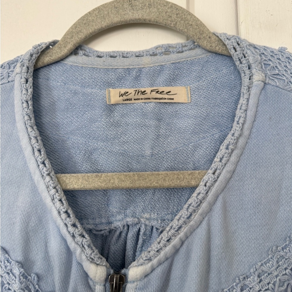 Free people Light Blue crochet Detail  bomber Jacket - Picture 5 of 11